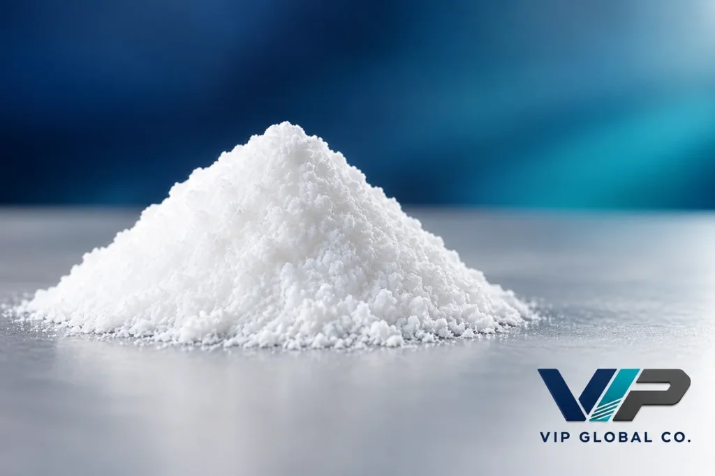 Fine white fumed silica powder with VIP Global Co. logo